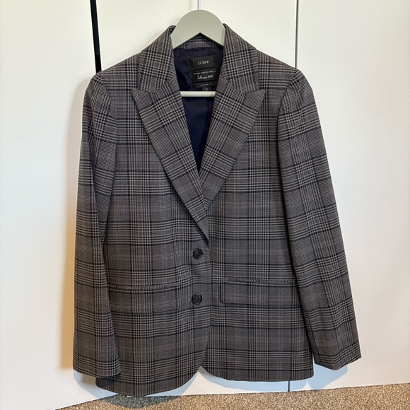 NWOT J. Crew Grey Plaid Sommerset Blazer In Italian Wool - Picture 4 of 9